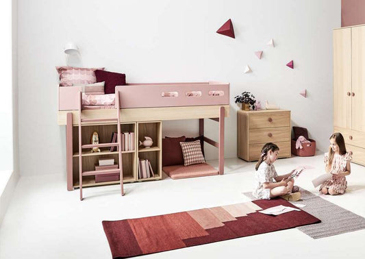 Popsicle Mid-High Loft Bed in Rose