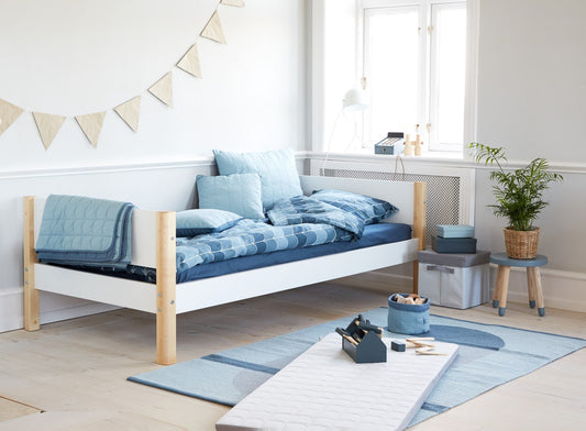 WHITE Single Bed with Birch Legs